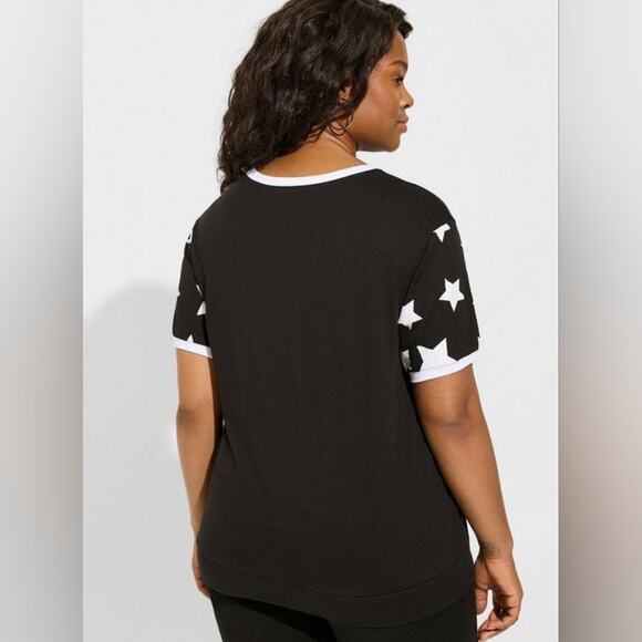 New Torrid 2X David Bowie star print ringer tee, black & white - Picture 5 of 5